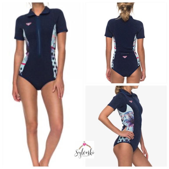 🆕Roxy Girl's 2mm Pop Surf Short Sleeve Front Zip NWT - Picture 2 of 6